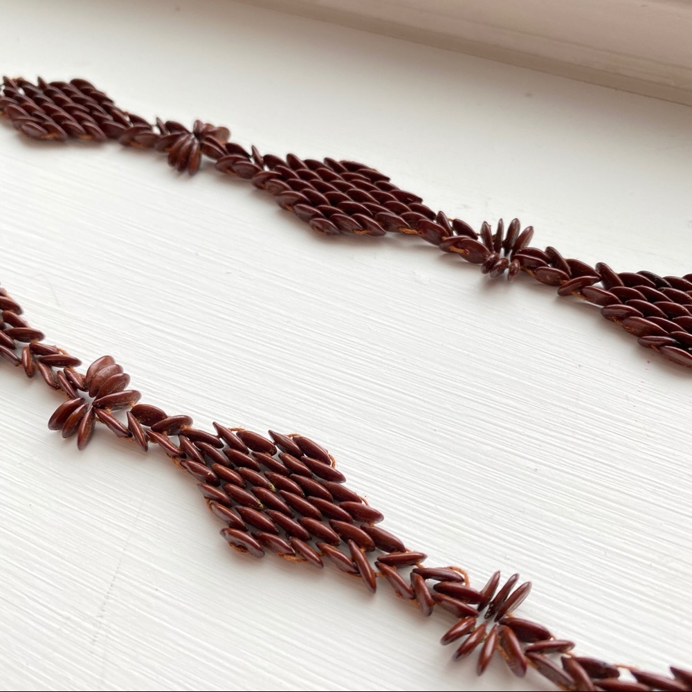 Wooden necklace weaved